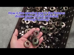 How is the opening gap in the famous drone nano-crystal achieved through cutting?